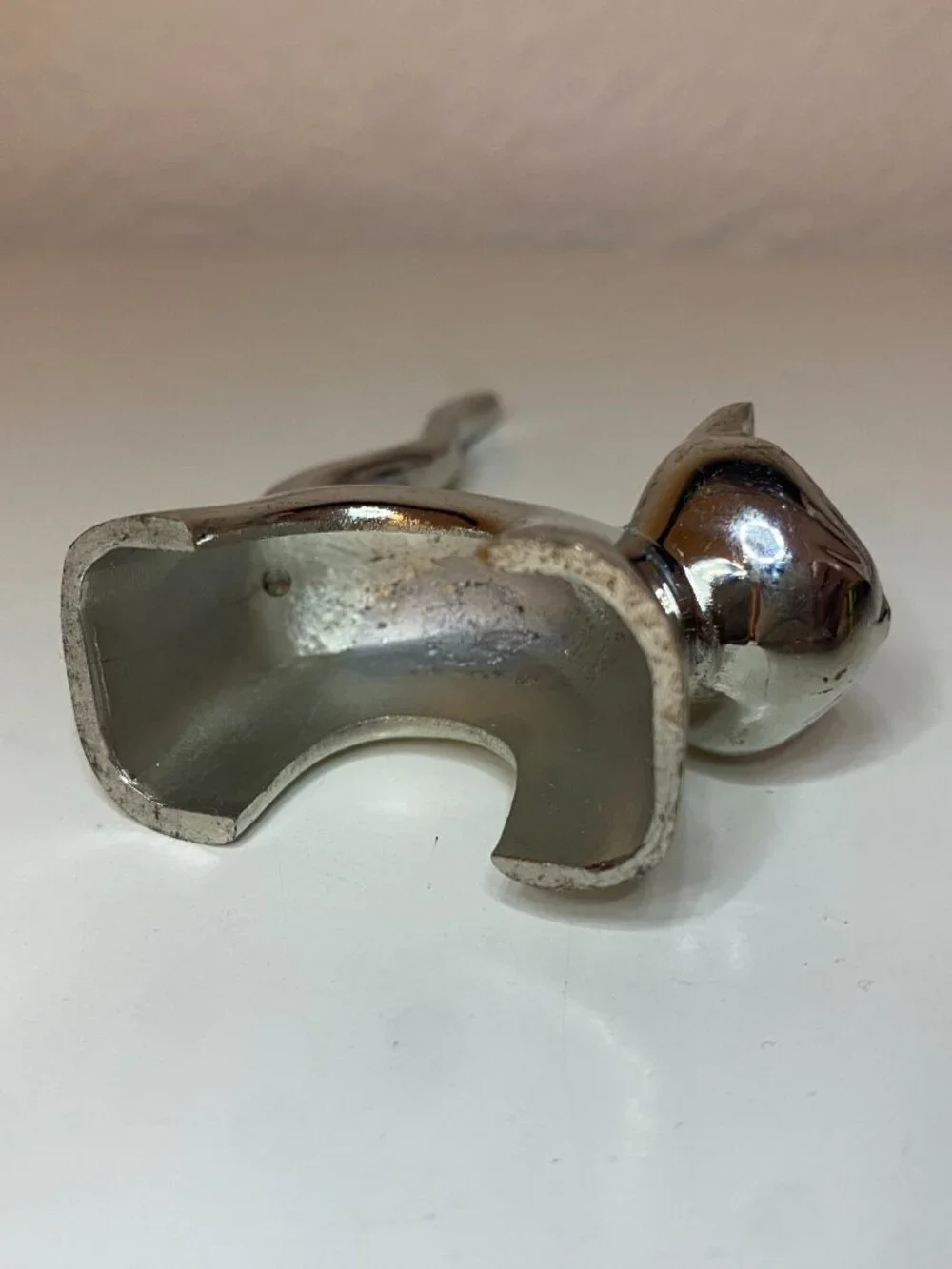 Vintage Silver Tone Cat Ring Holder Rhinestone Eyes Jewelry Display 4